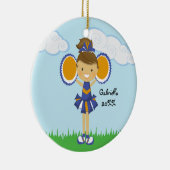 Cute Oranje- en blauw-kerstkerstornament Keramisch Ornament (Rechts)