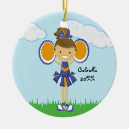Cute Oranje- en blauw-kerstkerstornament Keramisch Ornament