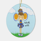 Cute Oranje- en blauw-kerstkerstornament Keramisch Ornament (Links)