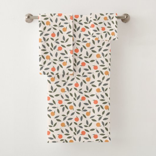 Cute Oranje en Leaves Pattern Bad Handdoek (Insitu)