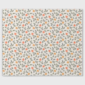 Cute Oranje en Leaves Pattern Cadeaupapier (Vlak)