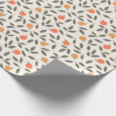 Cute Oranje en Leaves Pattern Cadeaupapier (Hoek)