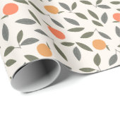 Cute Oranje en Leaves Pattern Cadeaupapier (Rol Hoek)