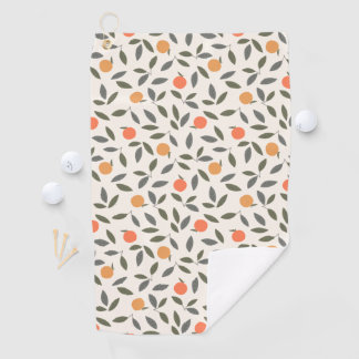 Cute Oranje en Leaves Pattern Golfhanddoek