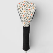 Cute Oranje en Leaves Pattern Golfheadcover (Voorkant)