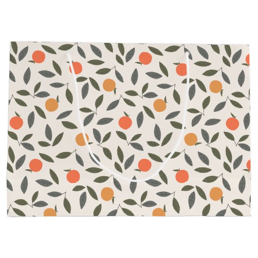 Cute Oranje en Leaves Pattern Groot Cadeauzakje (Achterkant)