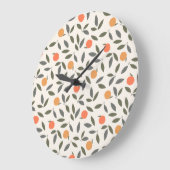 Cute Oranje en Leaves Pattern Grote Klok (Hoek)
