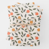 Cute Oranje en Leaves Pattern Inpakpapier Vel (In situ)