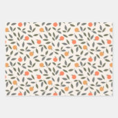 Cute Oranje en Leaves Pattern Inpakpapier Vel (Voorkant)
