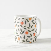 Cute Oranje en Leaves Pattern Koffiemok (Voorkant rechts)