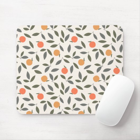 Cute Oranje en Leaves Pattern Muismat (Met muis)