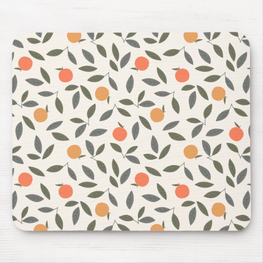 Cute Oranje en Leaves Pattern Muismat (Voorkant)