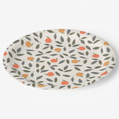 Cute Oranje en Leaves Pattern Papieren Bordje (Gekanteld)