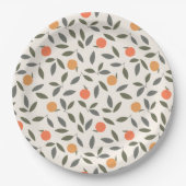 Cute Oranje en Leaves Pattern Papieren Bordje (Voorkant)
