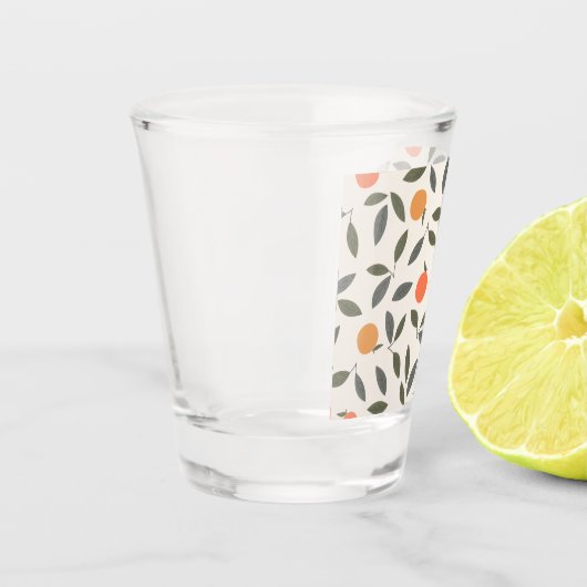 Cute Oranje en Leaves Pattern Shot Glas (Links)