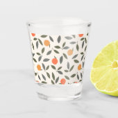 Cute Oranje en Leaves Pattern Shot Glas (Voorkant)