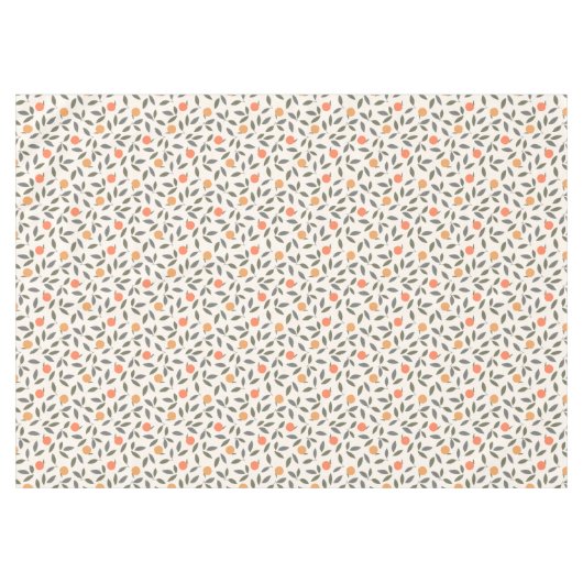 Cute Oranje en Leaves Pattern Tafelkleed (Voorkant (Horizontaal))