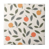 Cute Oranje en Leaves Pattern Tegeltje (Voorkant)