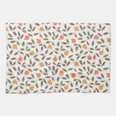 Cute Oranje en Leaves Pattern Theedoek (Horizontaal)