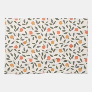 Cute Oranje en Leaves Pattern Theedoek