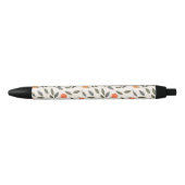 Cute Oranje en Leaves Pattern Zwarte Inkt Pen (Voorkant)