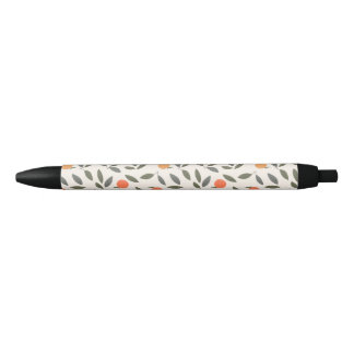 Cute Oranje en Leaves Pattern Zwarte Inkt Pen