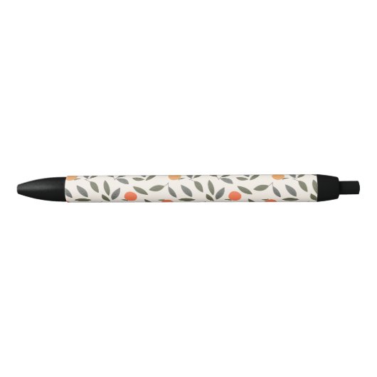 Cute Oranje en Leaves Pattern Zwarte Inkt Pen (Voorkant)