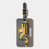 Cute Oranje Excavator Construction Builder Boy Bagagelabel (Voorkant verticaal)