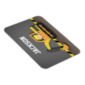 Cute Oranje Excavator Construction Builder Boy Magneet (Rechterzijde)