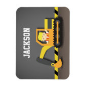 Cute Oranje Excavator Construction Builder Boy Magneet (Verticaal)