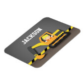 Cute Oranje Excavator Construction Builder Boy Magneet (Linkerzijde)