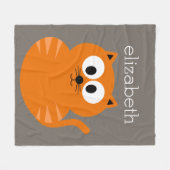 Cute Oranje Fat Cat met Taupe Personalized Fleece Deken (Voorkant (Horizontaal))