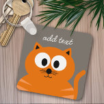 Cute Oranje Fat Cat met Taupe Personalized Sleutelhanger<br><div class="desc">Een moderne en eenvoudige poeskat met trendy kleuren. U kunt een naam,  een monogram of een andere douanetekst toevoegen. Als u de kunst rond moet bewegen,  klik op de aanpassingsknoop om veranderingen aan te brengen.</div>