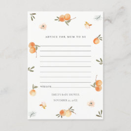 Cute Oranje Floral Boho Advice for Mum Baby Showe Informatiekaartje