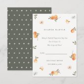 Cute Oranje Floral Boho Diaper Raffle Baby shower Informatiekaartje (Voorkant / Achterkant)