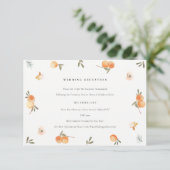 Cute Oranje Floral Boho Foliage Wedding Reception Informatiekaartje (Staand voorkant)