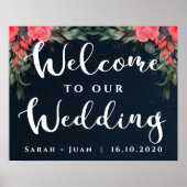 Cute Oranje  Floral Welkom bij ons huwelijk Poster (Voorkant)