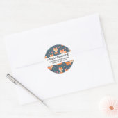Cute Oranje Fox Animal Pattern-adres Ronde Sticker (Envelop)