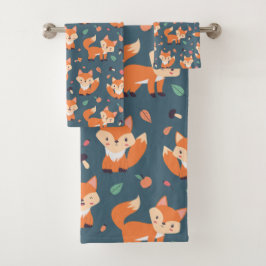 Cute Oranje Fox Animal Pattern Bad Handdoek