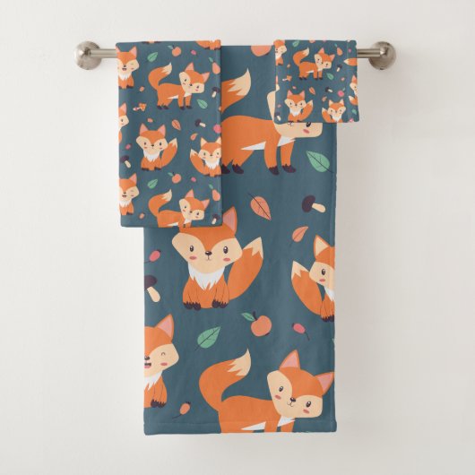 Cute Oranje Fox Animal Pattern Bad Handdoek (Insitu)