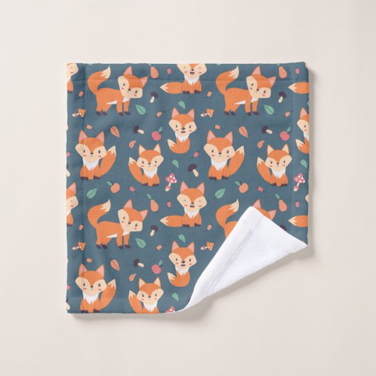 Cute Oranje Fox Animal Pattern Bad Handdoek (Wasdoekje)