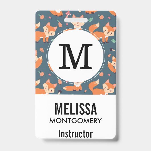 Cute Oranje Fox Animal Pattern Badge (Front)