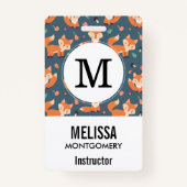 Cute Oranje Fox Animal Pattern Badge (Voorkant)