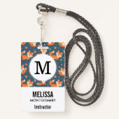 Cute Oranje Fox Animal Pattern Badge (Achterkant met draagriem)