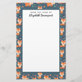 Cute Oranje Fox Animal Pattern Briefpapier (Voorkant)