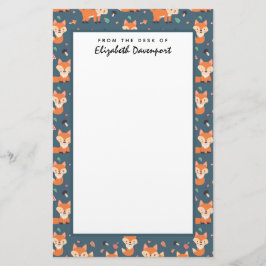Cute Oranje Fox Animal Pattern Briefpapier