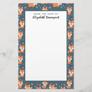 Cute Oranje Fox Animal Pattern Briefpapier
