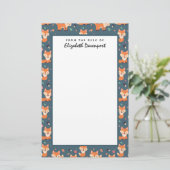 Cute Oranje Fox Animal Pattern Briefpapier (Staand voorkant)