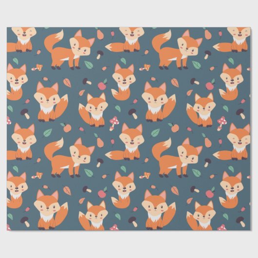 Cute Oranje Fox Animal Pattern Cadeaupapier (Vlak)