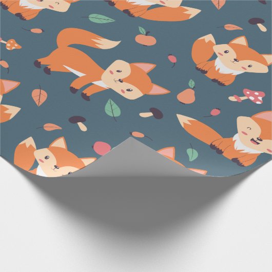 Cute Oranje Fox Animal Pattern Cadeaupapier (Hoek)